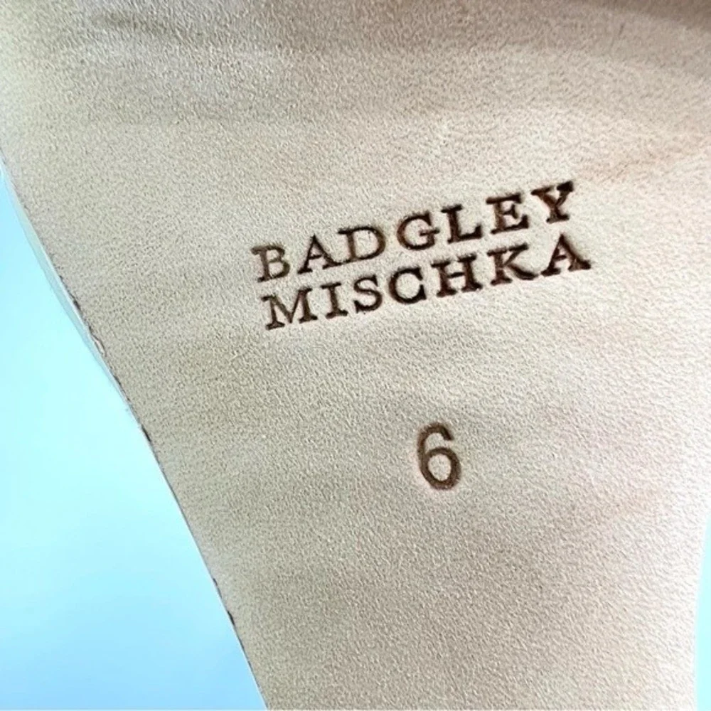Badgley Mischka Size 6 Teasha Ivory Satin Jeweled Low Wedges Sandals Heels Shoes